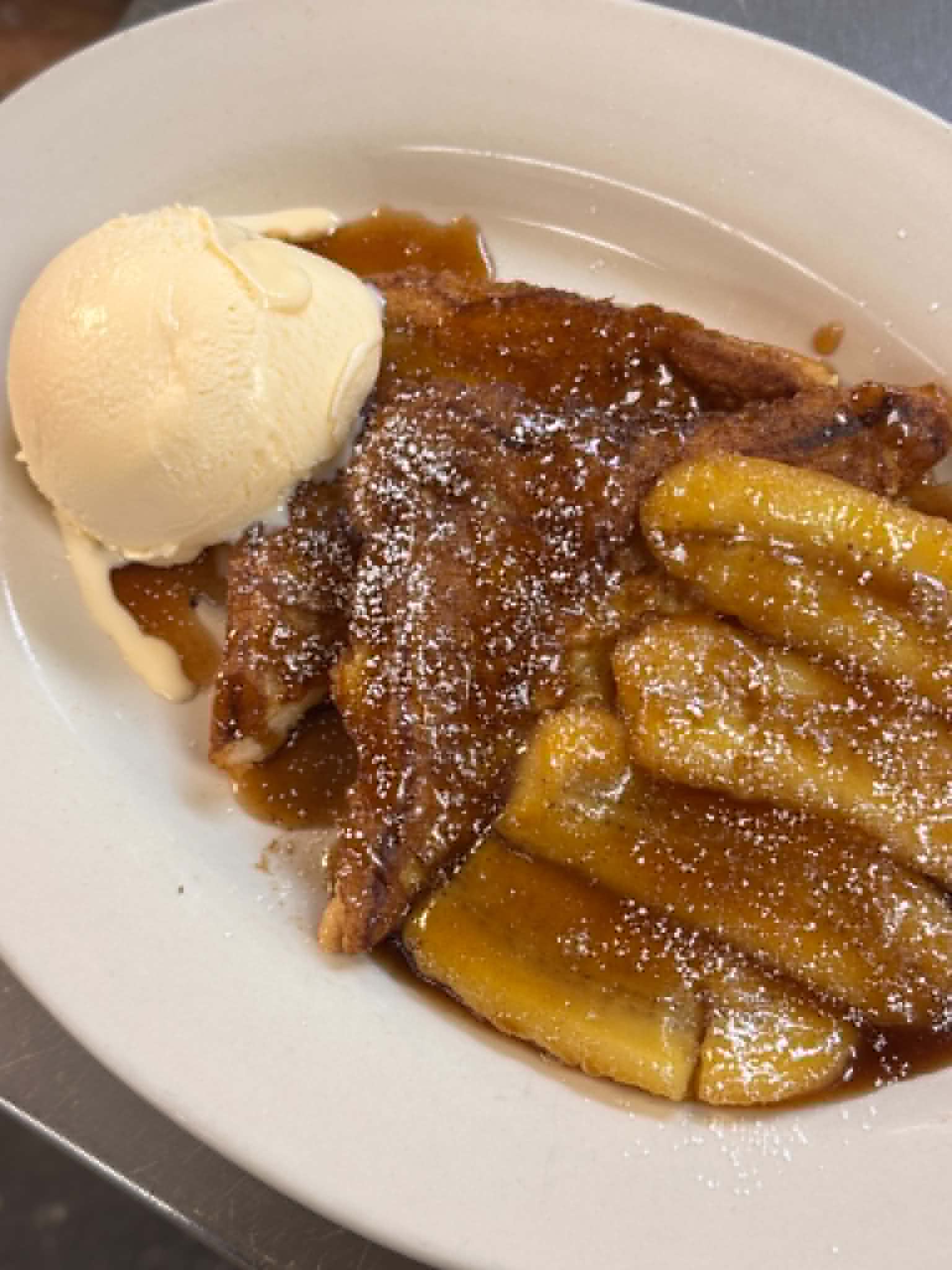 Bananas Foster with vanilla ice cream